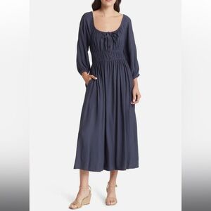 NWOT MADEWELL SOPHIA TWILL MIDI DRESS WITH BUTTON SLEEVES - Women’s size XXS
